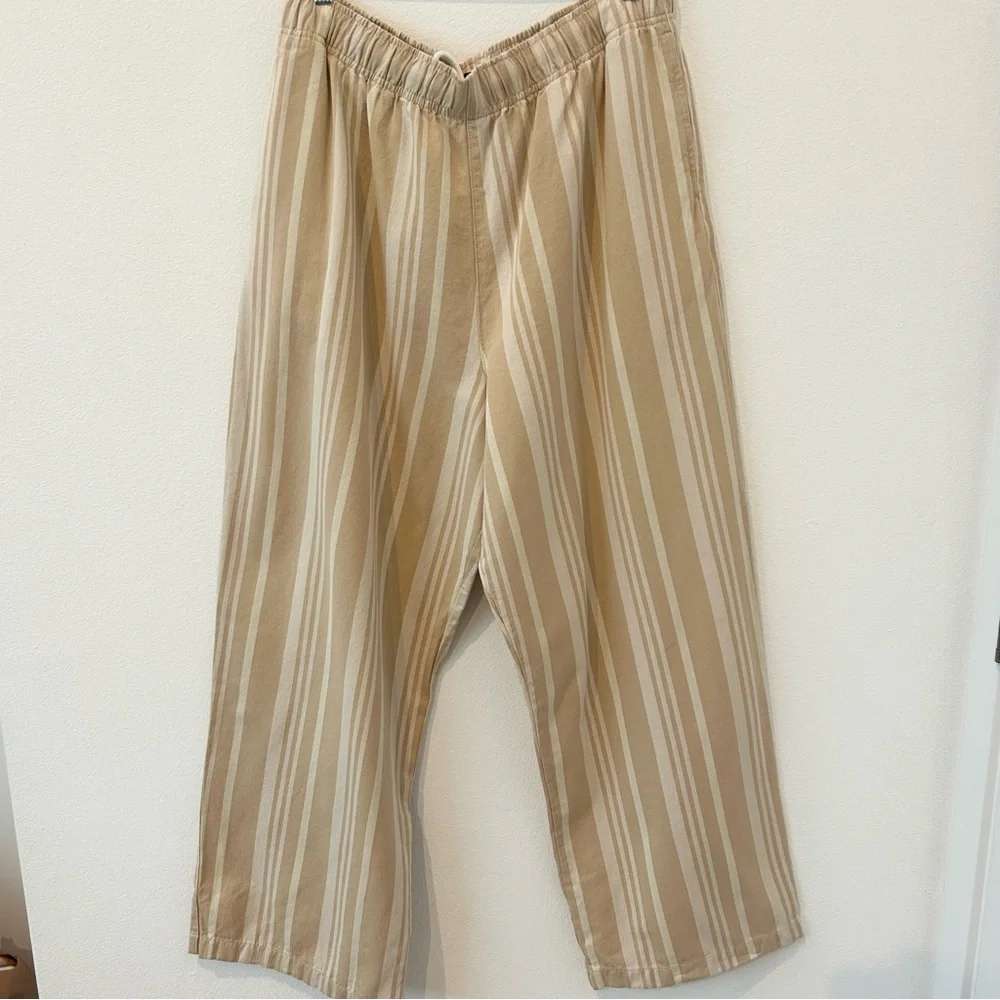 Urban Outfitters Beige and Cream Striped Chinos
